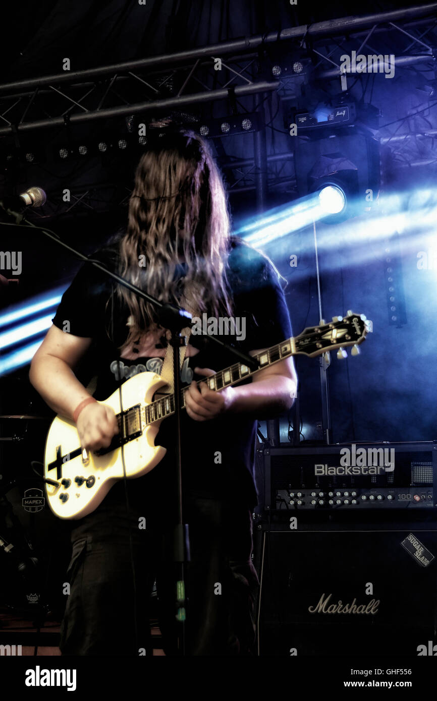 Performers on stage at Rock Music festival Stock Photo - Alamy