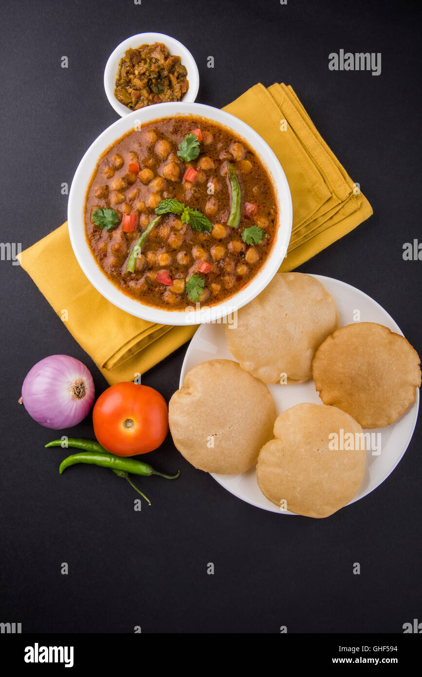 spicy chick peas also known as Chola Masala or Chana Masala or Chole
