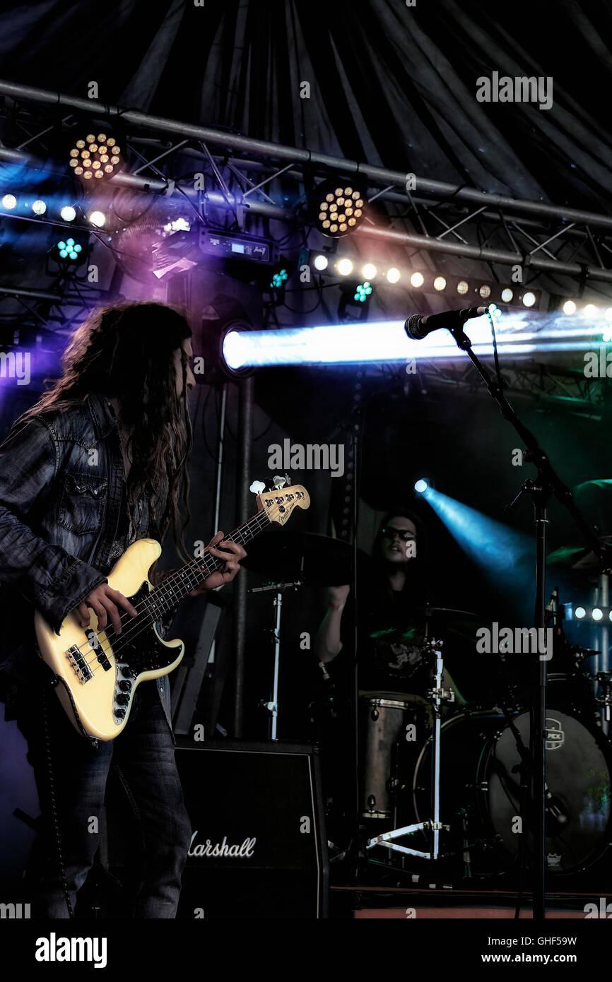 Performers on stage at Rock Music festival Stock Photo - Alamy
