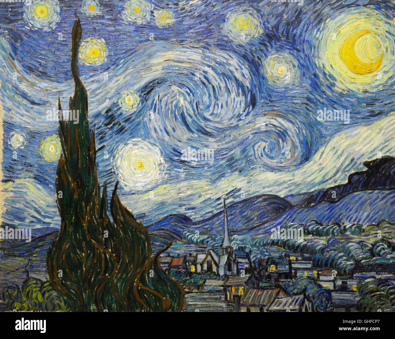 The Starry Night, 1889, Vincent Van Gogh Stock Photo