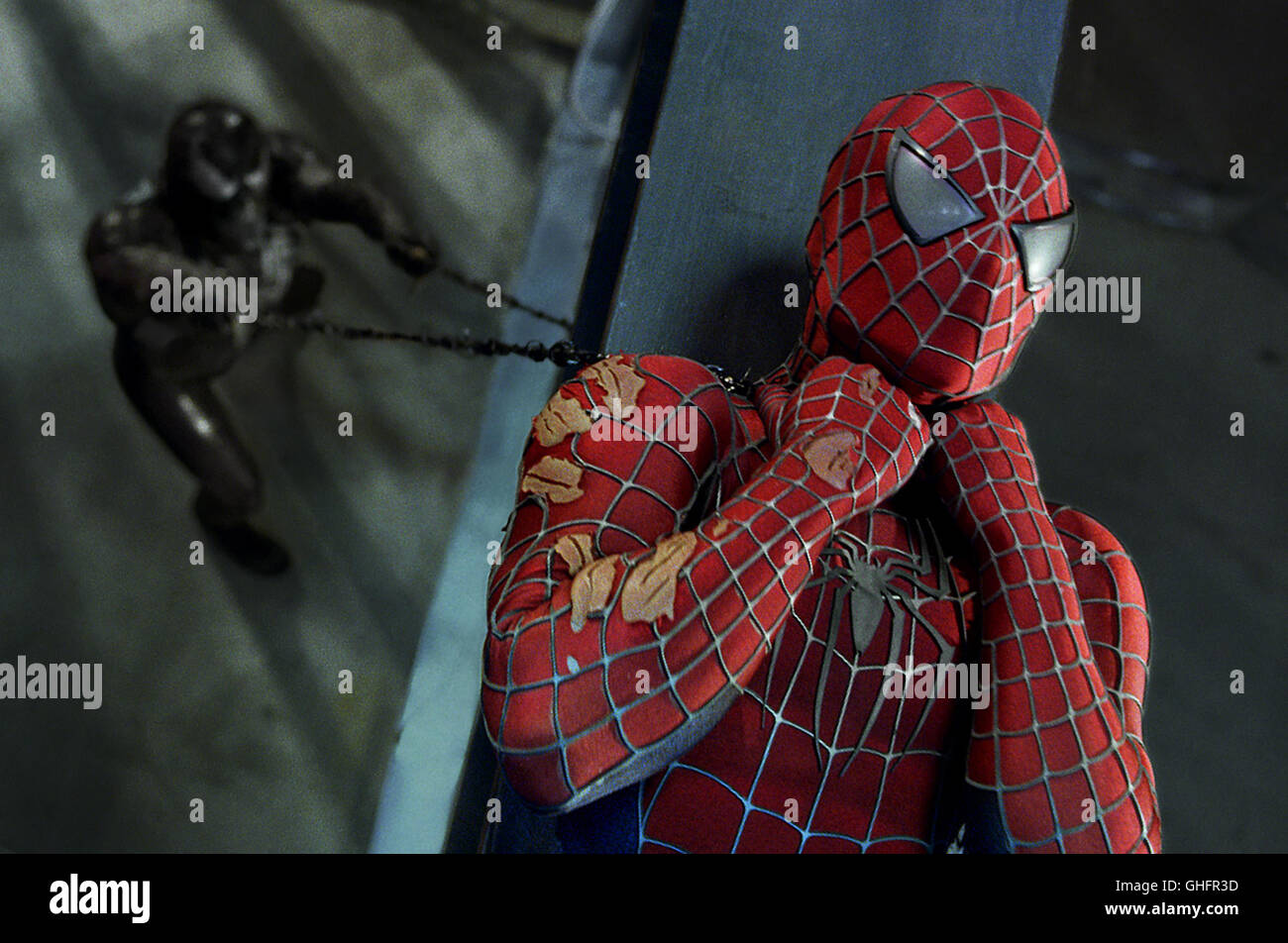 Spider-Man 3 / Venom (TOPHER GRACE) and Spider-Man (TOBEY MAGUIRE) Regie: Sam Raimi aka. Spider-Man 3 Stock Photo