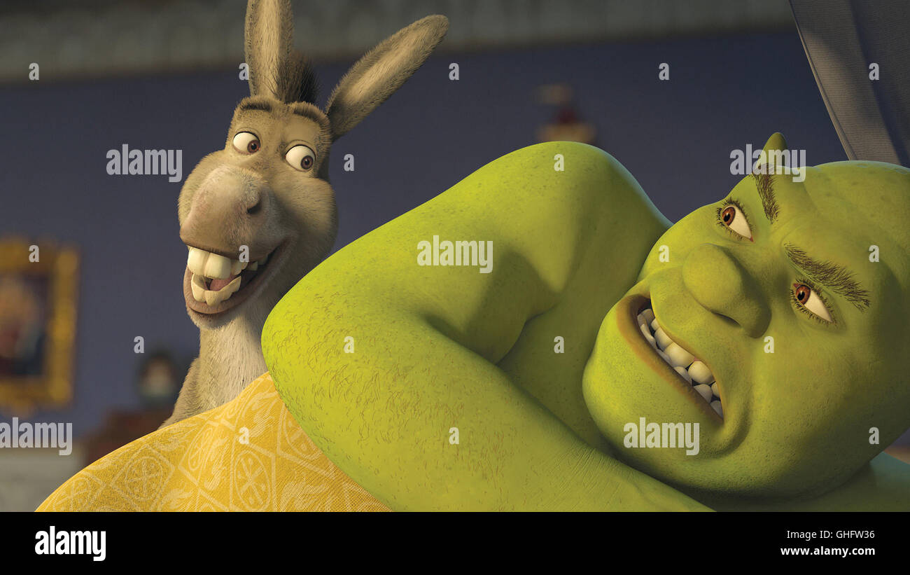 Shrek der Dritte / Esel und Shrek Regie: Chris Miller/Raman Hui aka. Shrek the Third - Shrek 3 Stock Photo