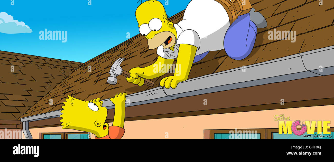 Die Simpsons - Der Film / BART and HOMER SIMPSON Regie: David Silverman aka. The Simpsons Movie Stock Photo