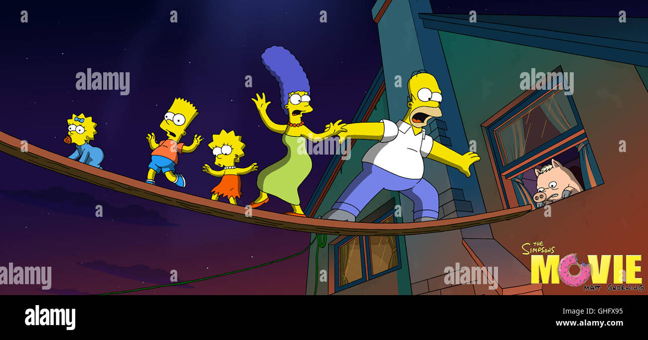 Die Simpsons - Der Film / MAGGIE, BART, LISA, MARGE and HOMER SIMPSON Regie: David Silverman aka. The Simpsons Movie Stock Photo