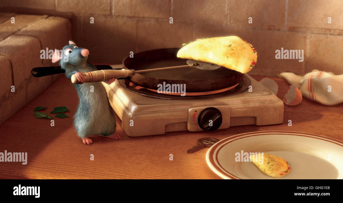 Ratatouille / Hat ein feines Näschen für alles, was schmeckt: REMY. Auch sein Omelette ist très formidable! Regie: Brad Bird aka. Ratatouille Stock Photo