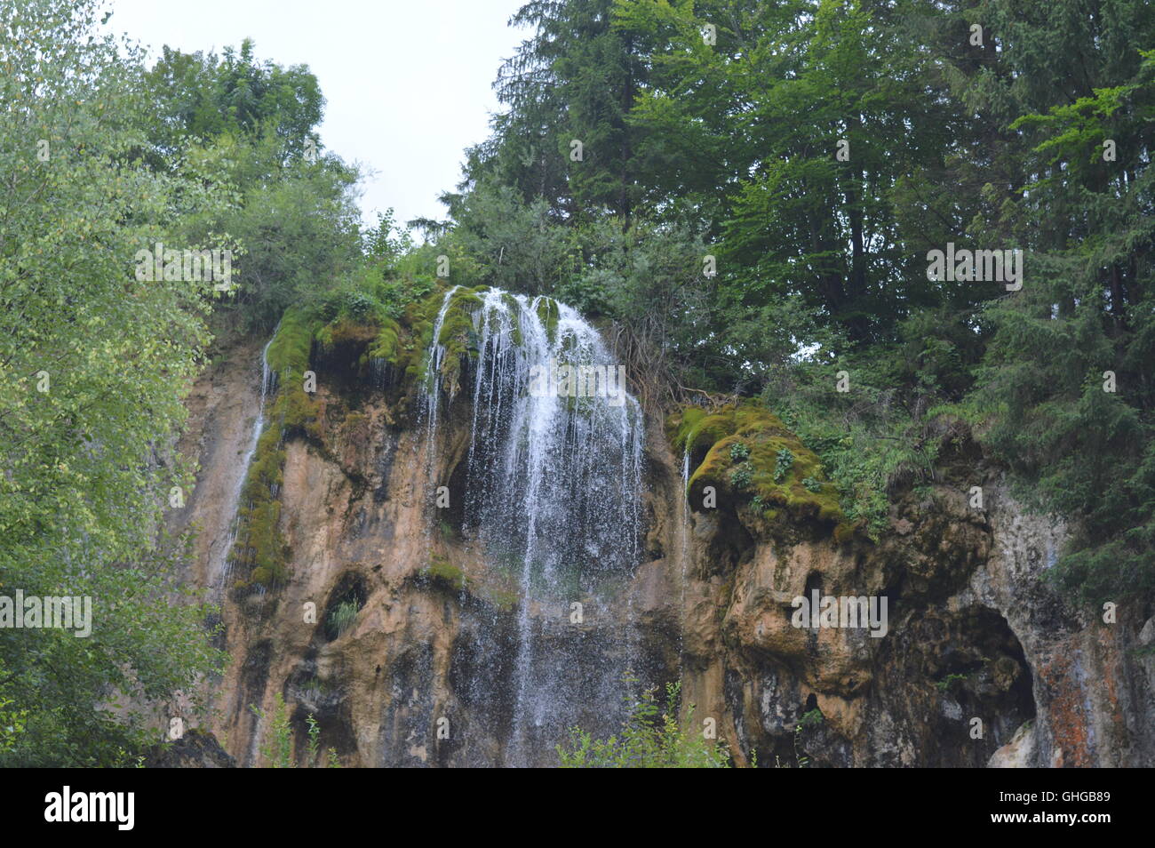 Waterfall in a forest Stock Photo