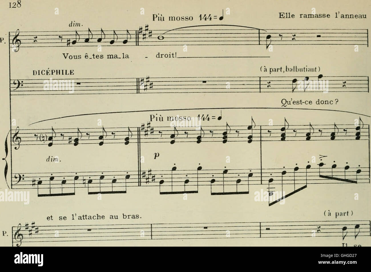 Phryné; opéra-comique en deux actes. Poème de L. Augé de Lassus. Partition chant et piano, réduite par l'auteur, avec un dessin de F. Marcotte (1893) Stock Photo