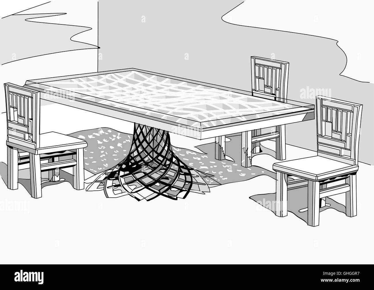 chairs and table2. Dining table and three chairs Stock Vector Image