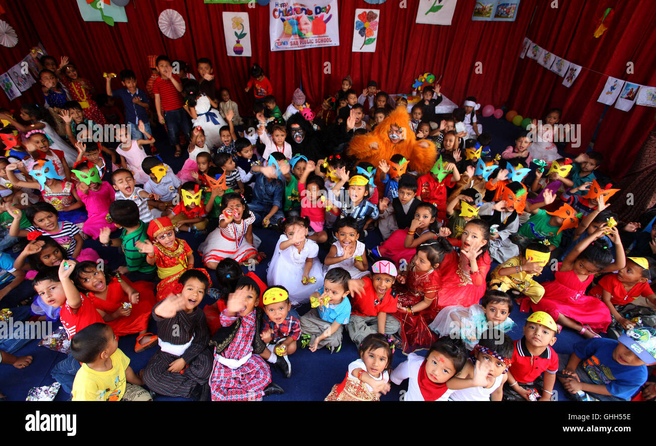 Kathmandu, Nepal. 14th Sep, 2016. Nepalese children celebrate the National Children's Day in