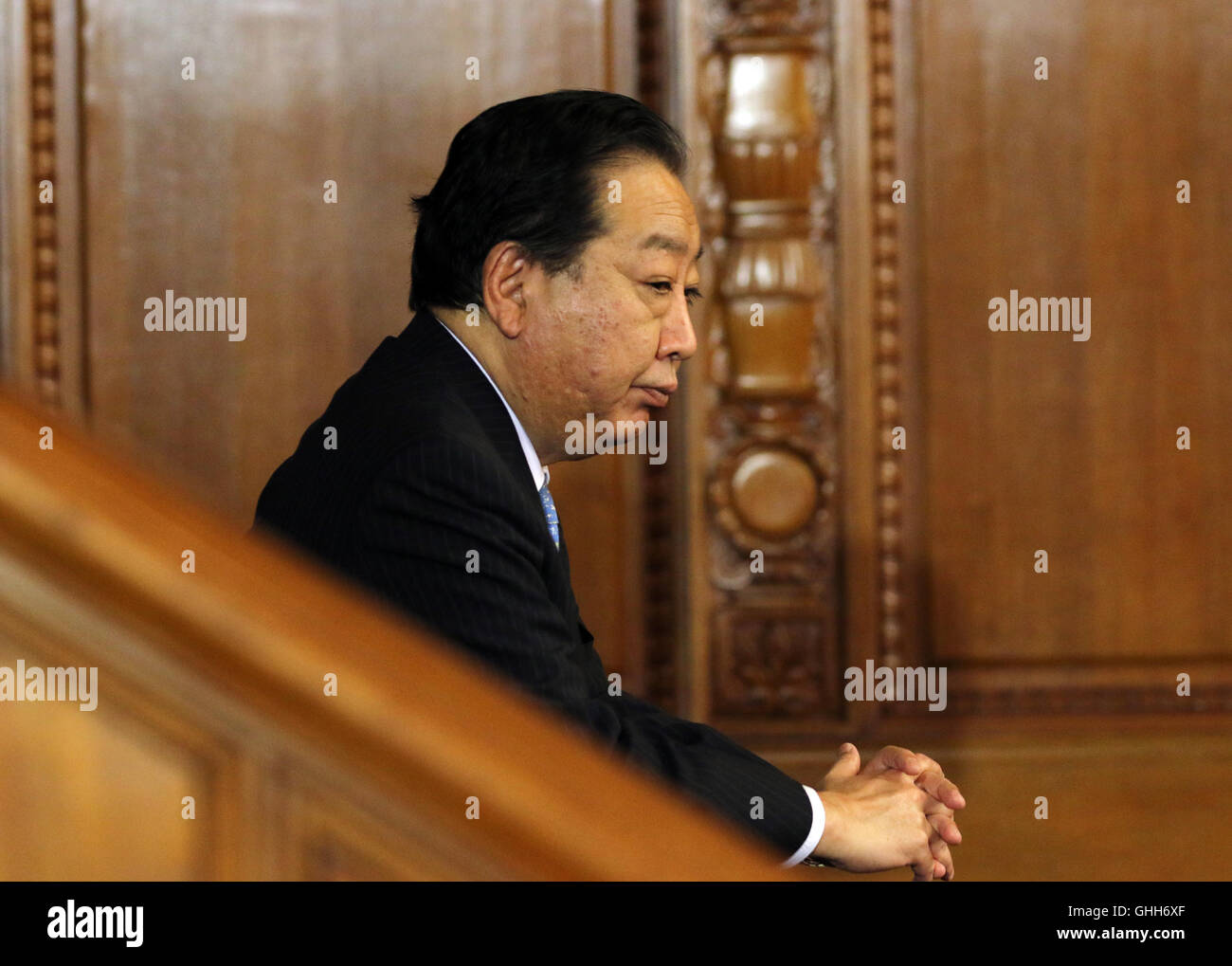 Tokyo, Japan. 28th Sep, 2016. Japan's main opposition Democratic Party Secretary General and former Prime Minister Yoshihiko Noda listens to questions by the party's new leader Renho at a plenary session of the Upper House at the National Diet in Tokyo on Wednesday, September 28, 2016. Renho was installed the president of Democratic Party in this month after the Upper House election. Credit:  Yoshio Tsunoda/AFLO/Alamy Live News Stock Photo