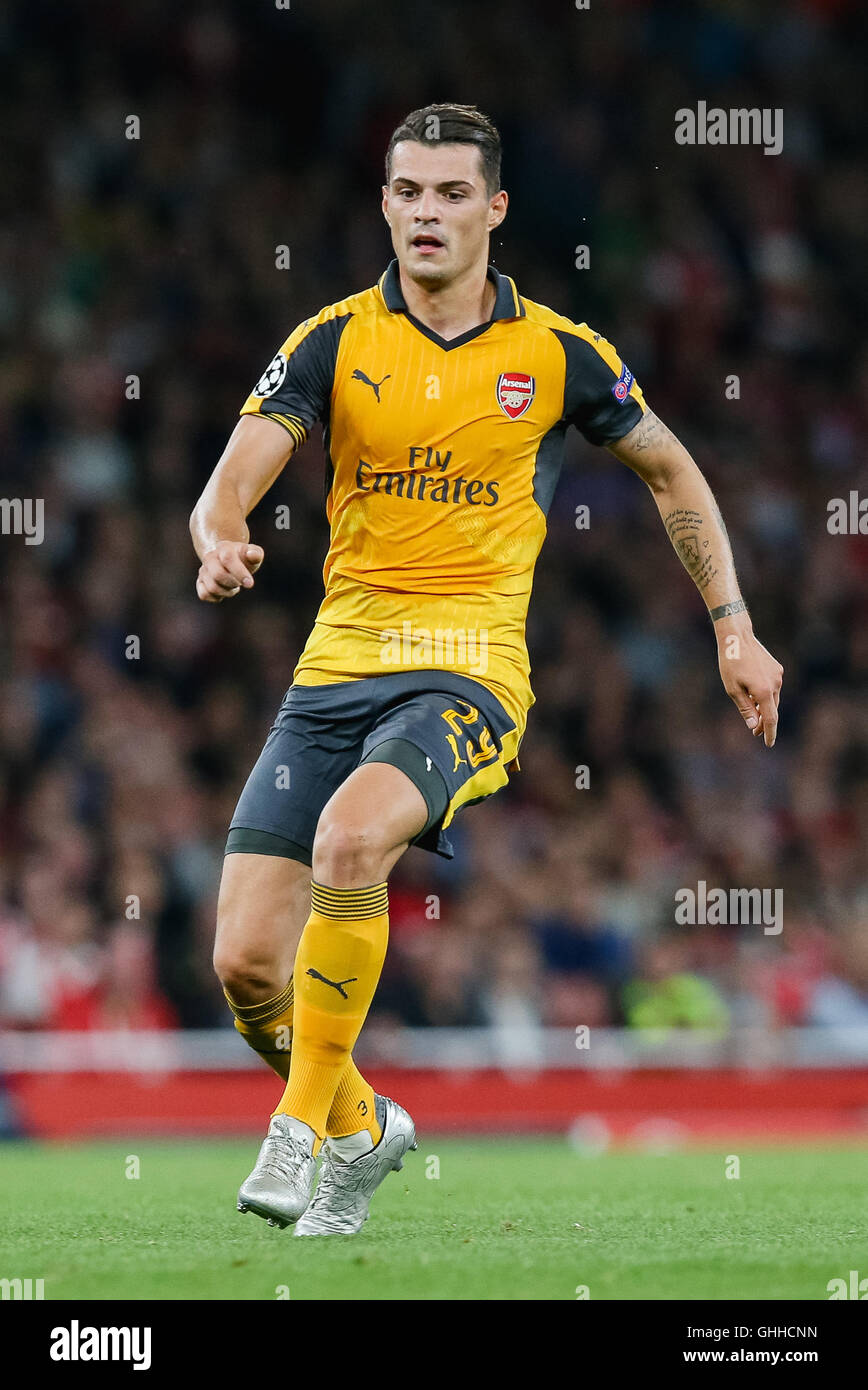 London, UK. 28th Sep, 2016. Granit Xhaka (Arsenal) Football/Soccer : Granit Xhaka of Arsenal during the UEFA Champions League Group Stage match between Arsenal and FC Basel at Emirates Stadium in London, England . Credit:  AFLO/Alamy Live News Stock Photo