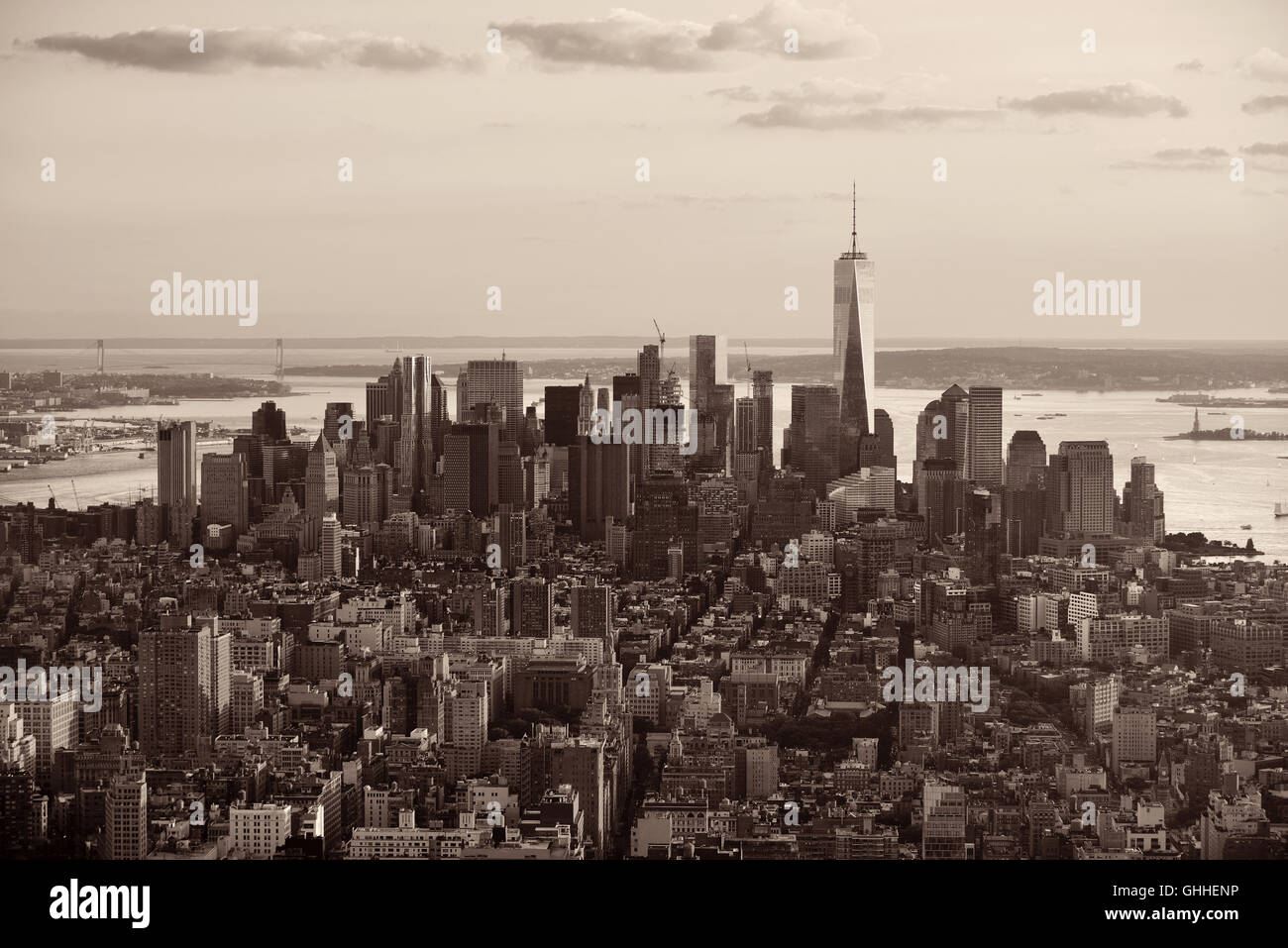 New York City downtown skyline view Stock Photo - Alamy