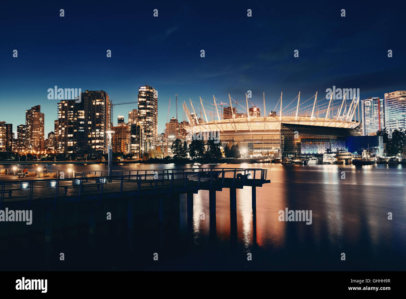 Vancouver city night view with buildings Stock Photo - Alamy