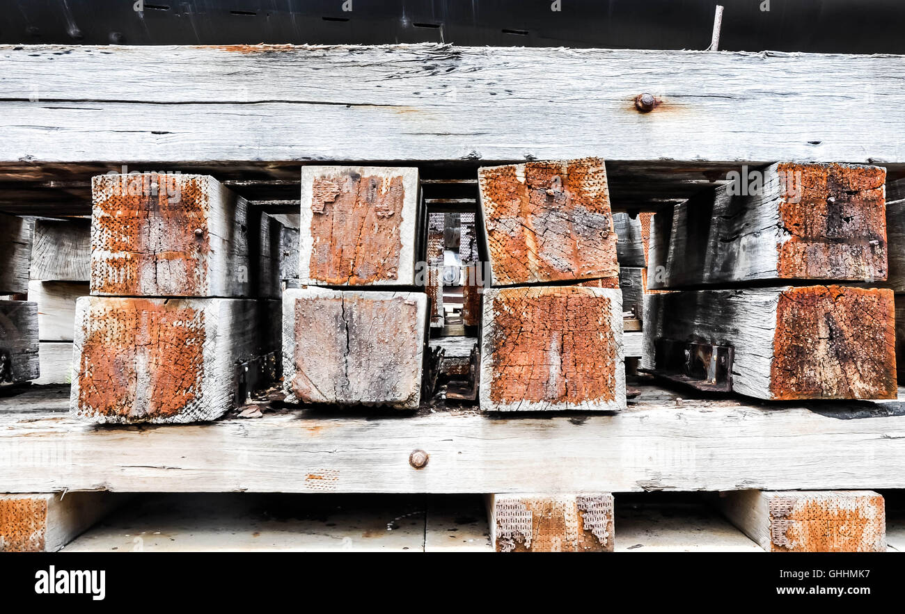 Rusted wood material, dunnage, use for cargo hold or transportation in