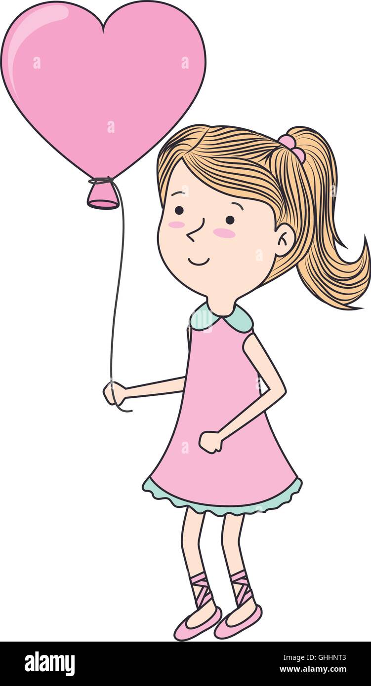 girl balloon cartoon icon vector illustration Stock Vector Image & Art ...