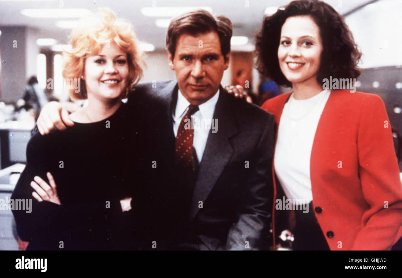 Die Sekretärin Tess (MELANIE GRIFFITH) verdreht dem BÜrsenmakler Jack (HARRISON FORD) den Kopf und trickst ihre arrogante Chefin Katherin (SIGOURNEY WEAVER) aus... Regie: Mike Nichols aka. Working Girl Stock Photo