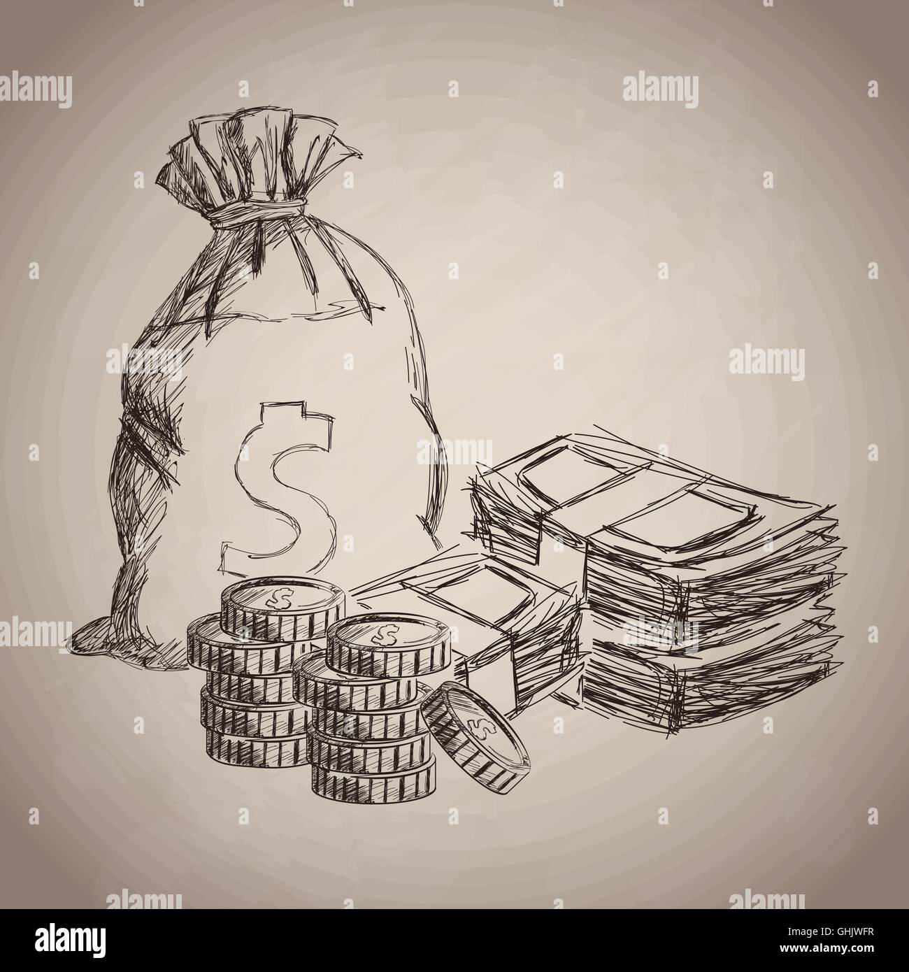 money bag coins bills icon. Vector graphic Stock Vector Image & Art - Alamy