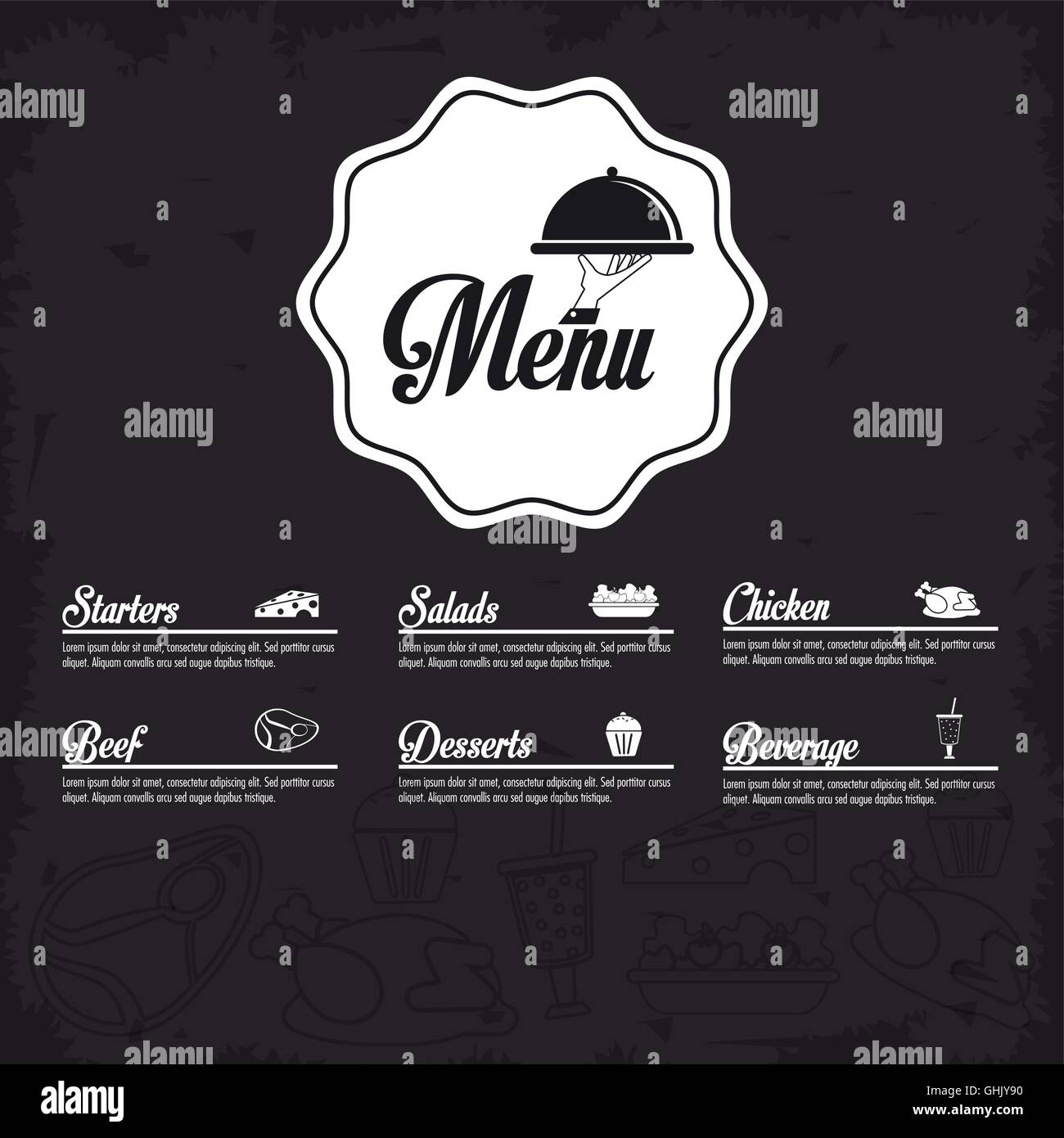 Menu Restaurant Kitchen Icon Vector Graphic GHJY90 