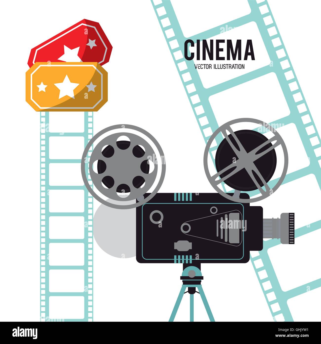 video camera movie film reel cinema icon. Vector graphic Stock