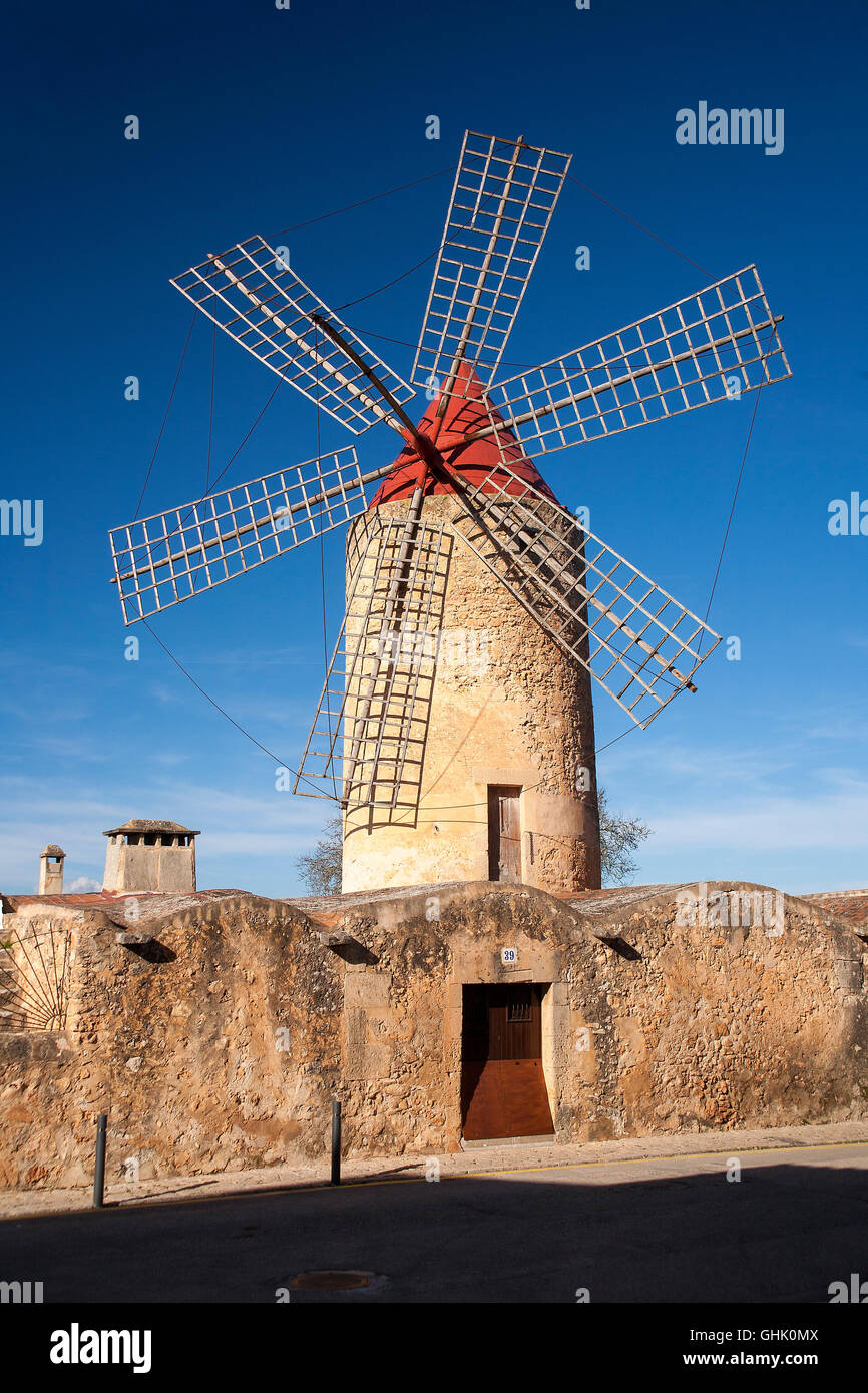 Windmill Mallorca Majorca Balearic Islands Spain Stock Photo