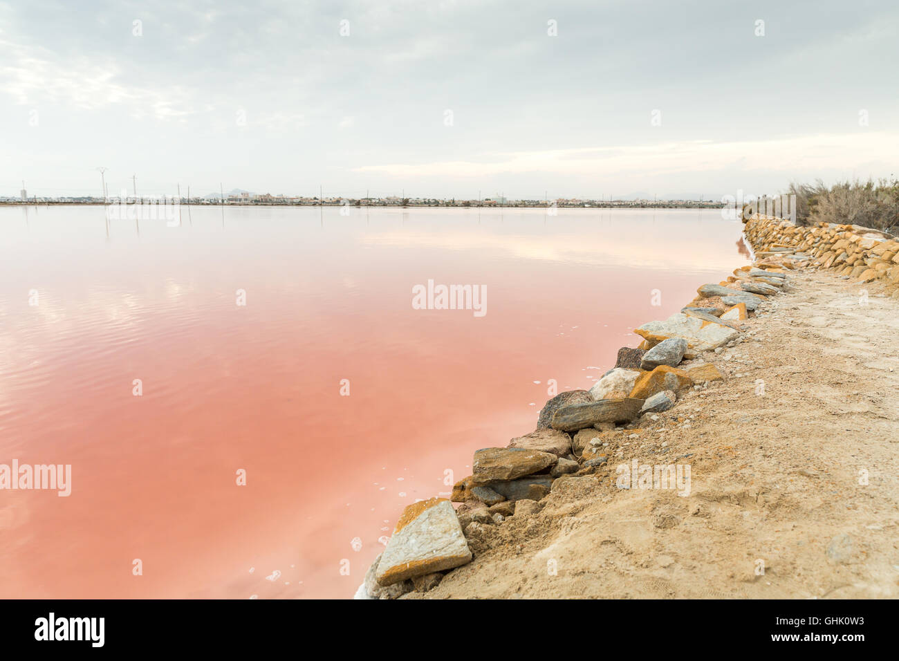 Pink Salt Lake - Salinas de San Pedro del Pinatar Stock Photo - Alamy
