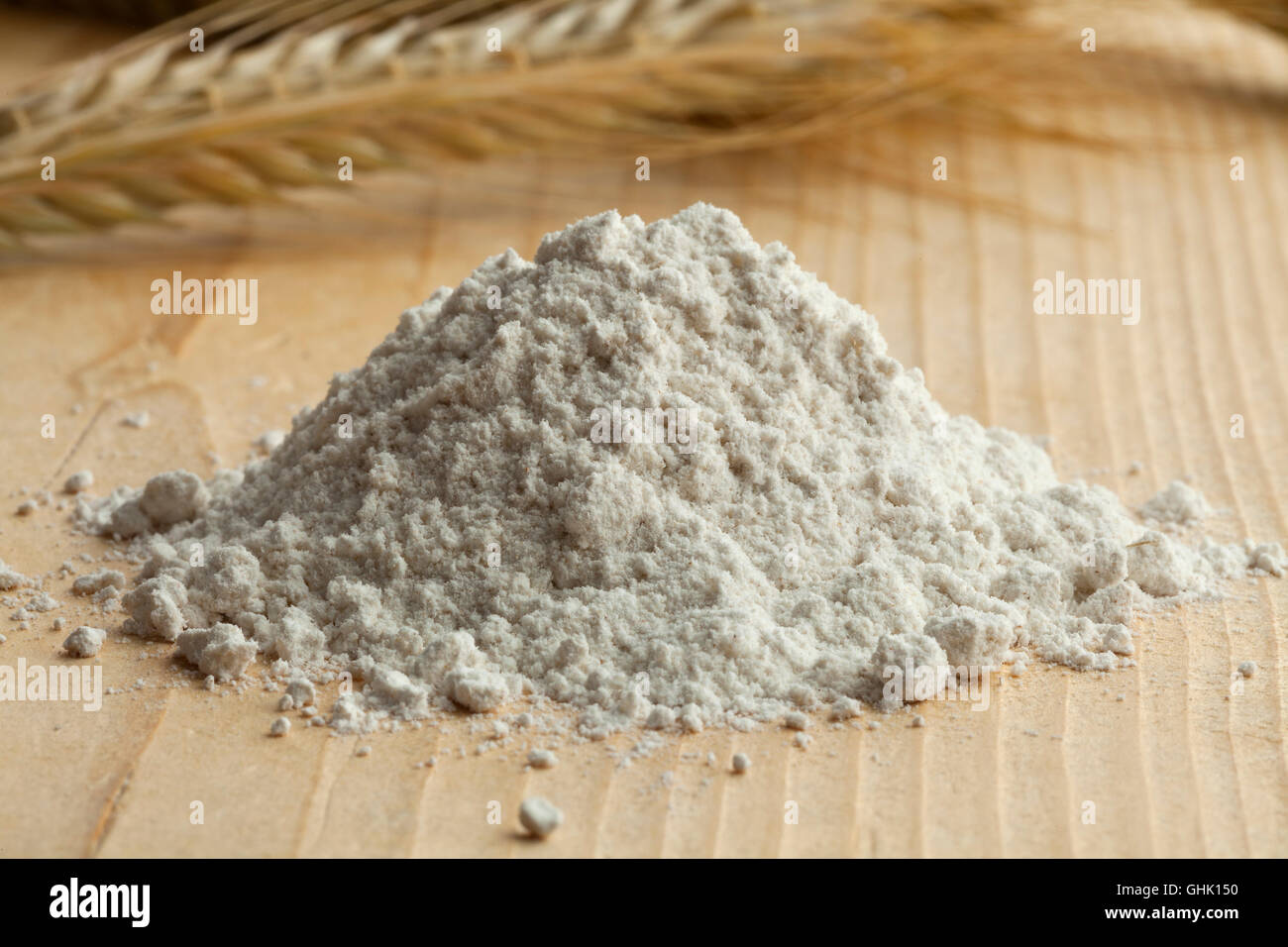 Fresh ground rye flour and rye ears Stock Photo