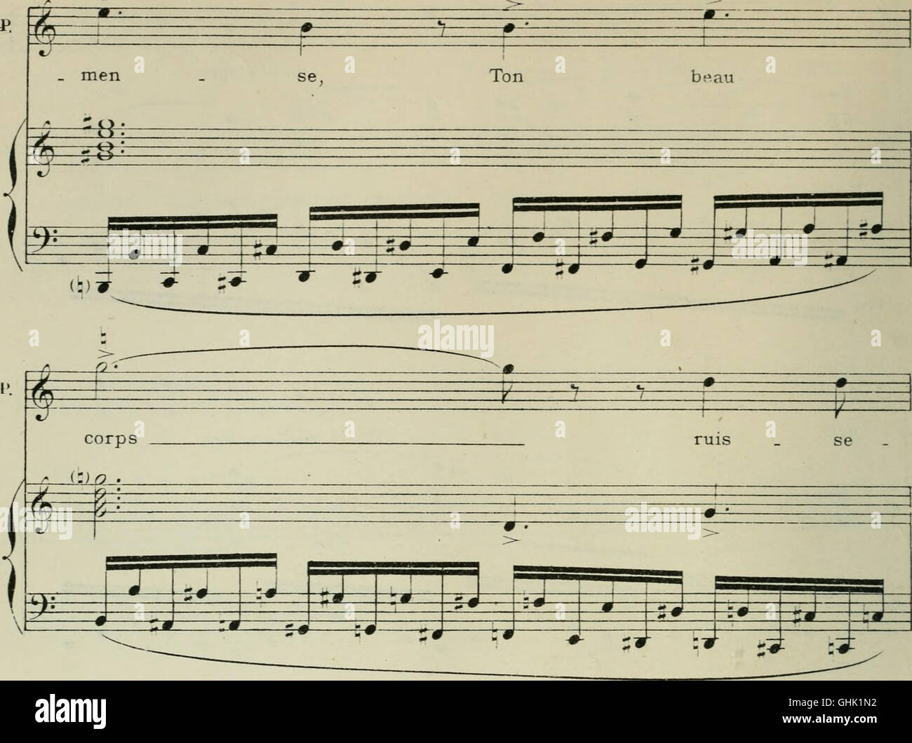 Phryné; opéra-comique en deux actes. Poème de L. Augé de Lassus. Partition chant et piano, réduite par l'auteur, avec un dessin de F. Marcotte (1893) Stock Photo