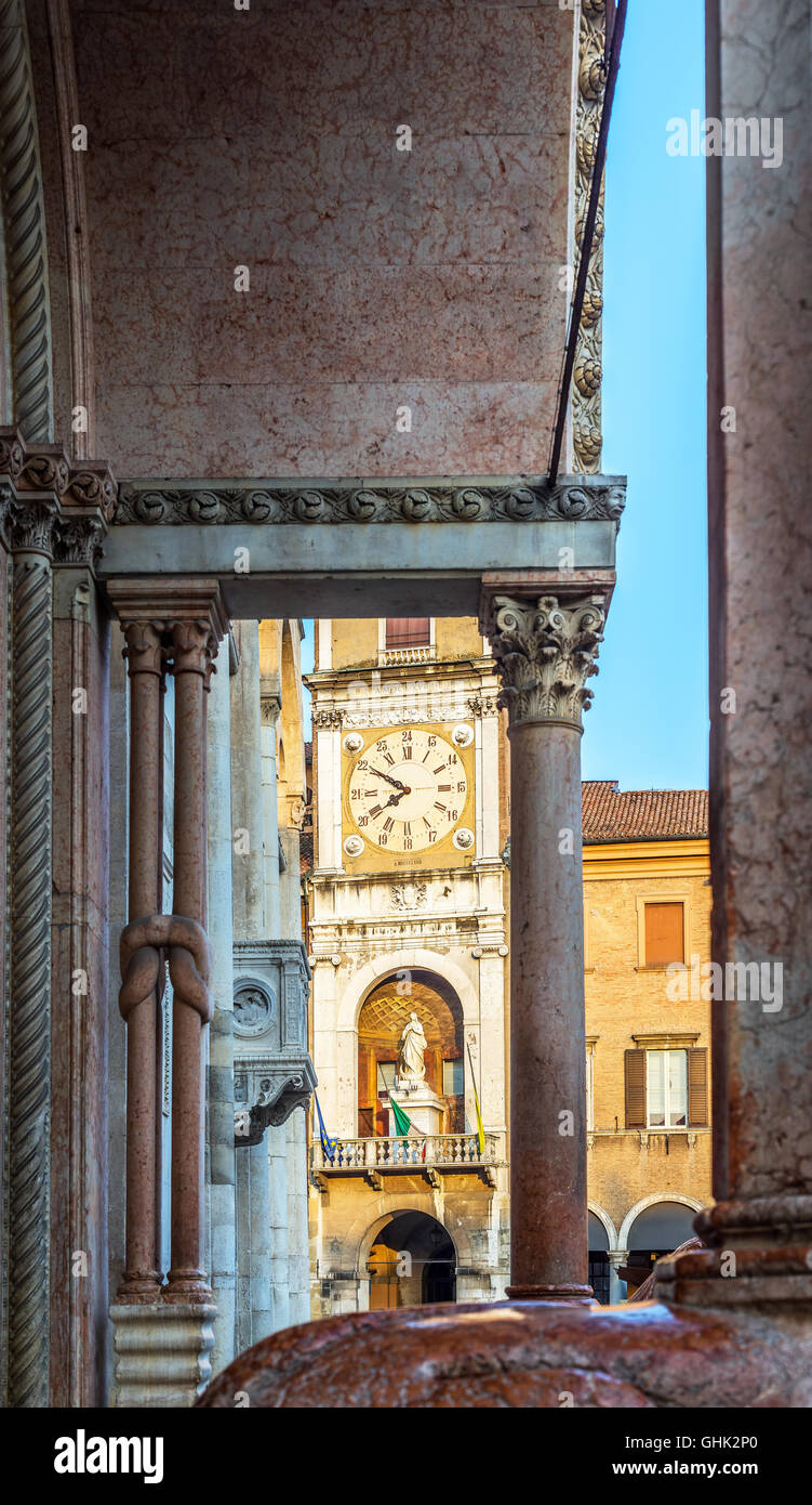 Metropolitan Cathedral of Santa Maria Assunta San Geminiano and the Palazzo Comunale, city hall, Piazza Grande of Modena. Italy. Stock Photo