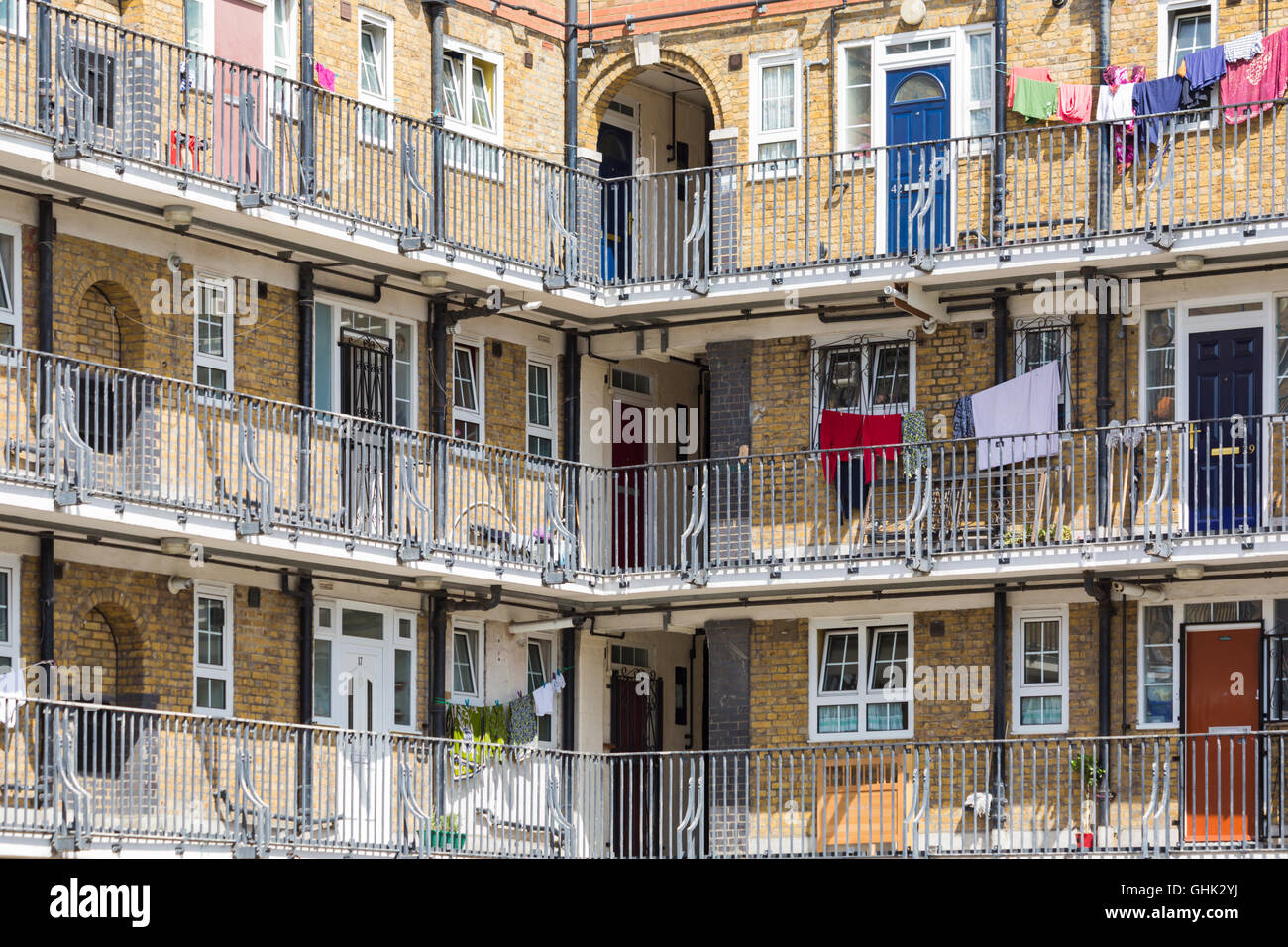 Flats, apartments, social housing, council housing in Bethnal Green area, London UK in July Stock Photo