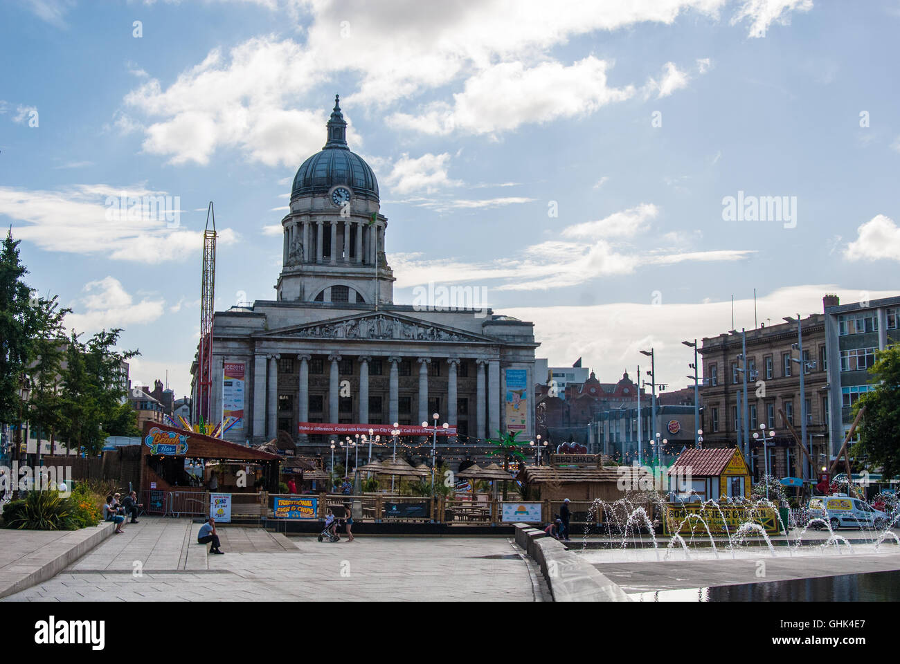 Nottingham City Centre - Summer activities - Inland Beach situated outside the town hall Stock Photo