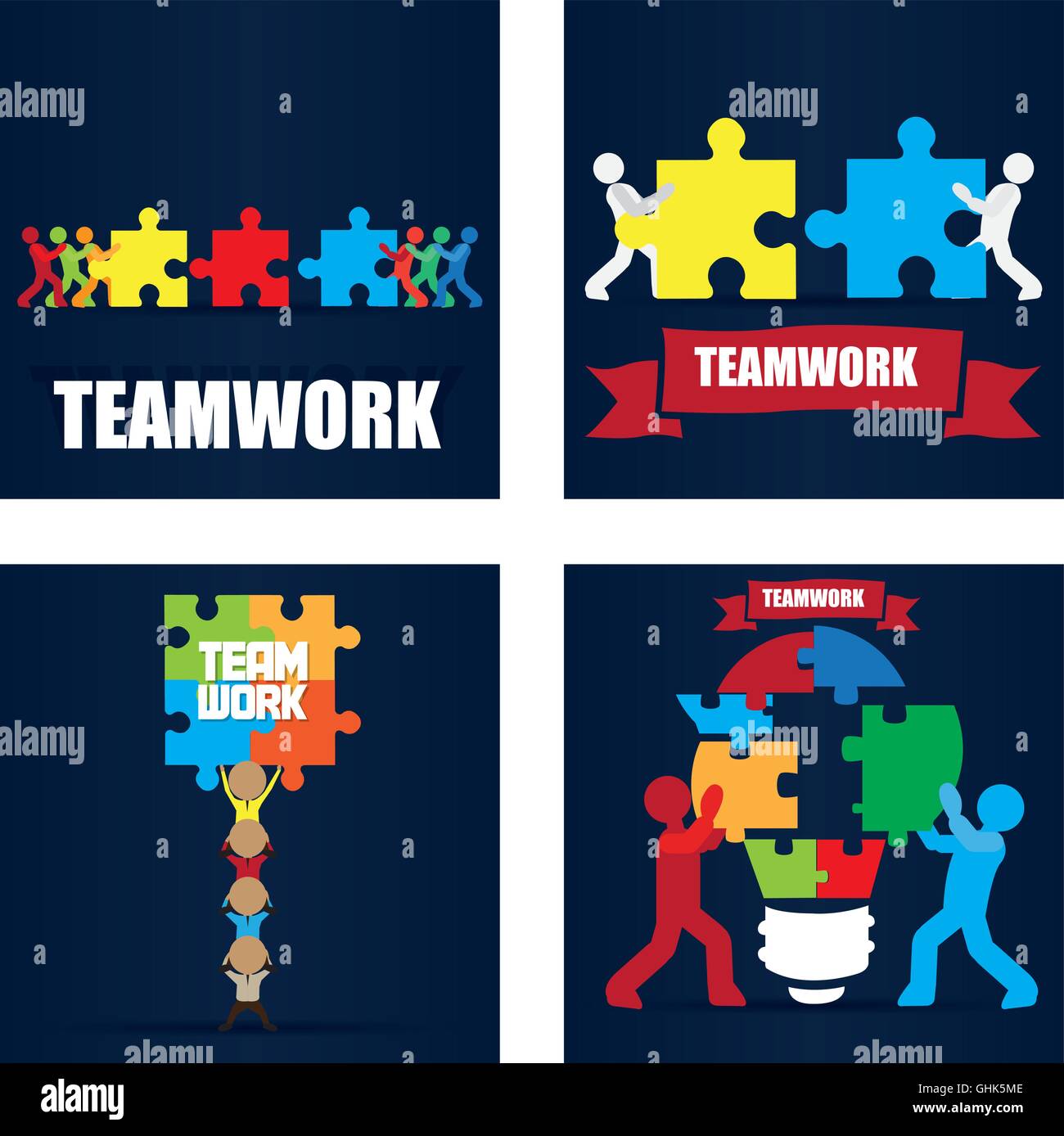 Set of Business teamwork concept designs, Vector illustration Stock Vector