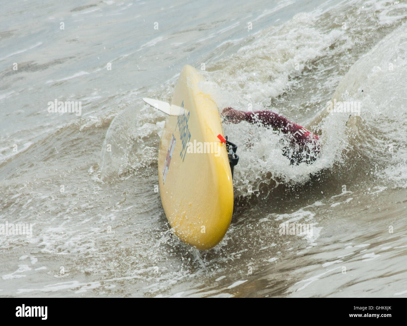 Surfers and surfboards, kayak's and kayaks, beach life and summer days Stock Photo