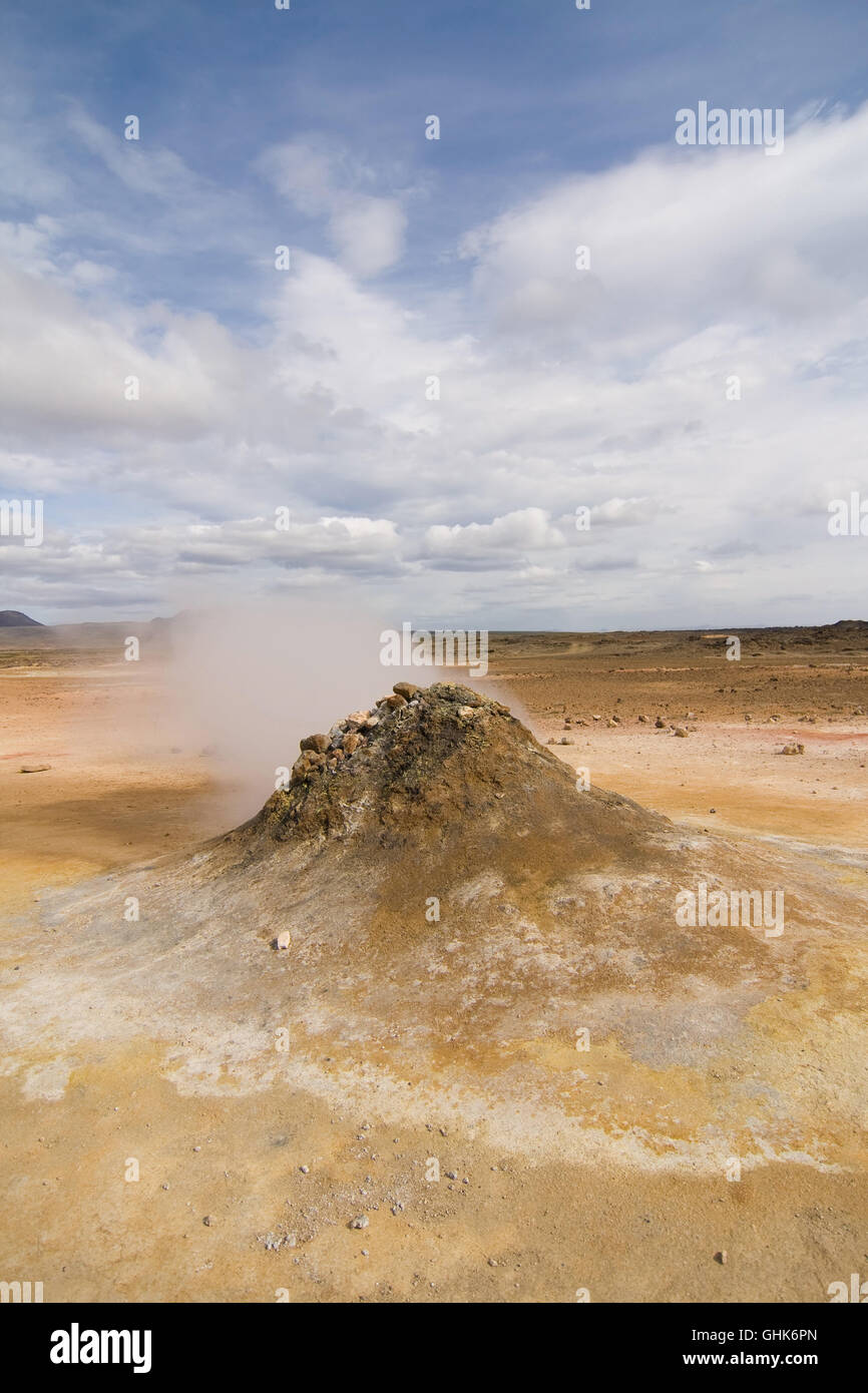 Steaming fumarole at Hverir, North Iceland. Stock Photo