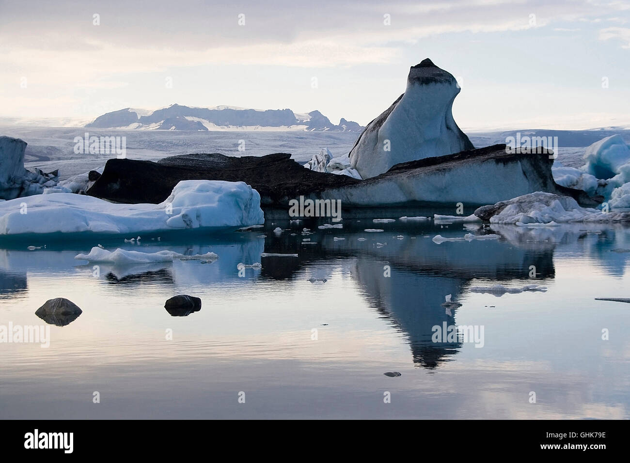 Floating icebergs on Jokulsarlon lagoon, South Iceland. Stock Photo
