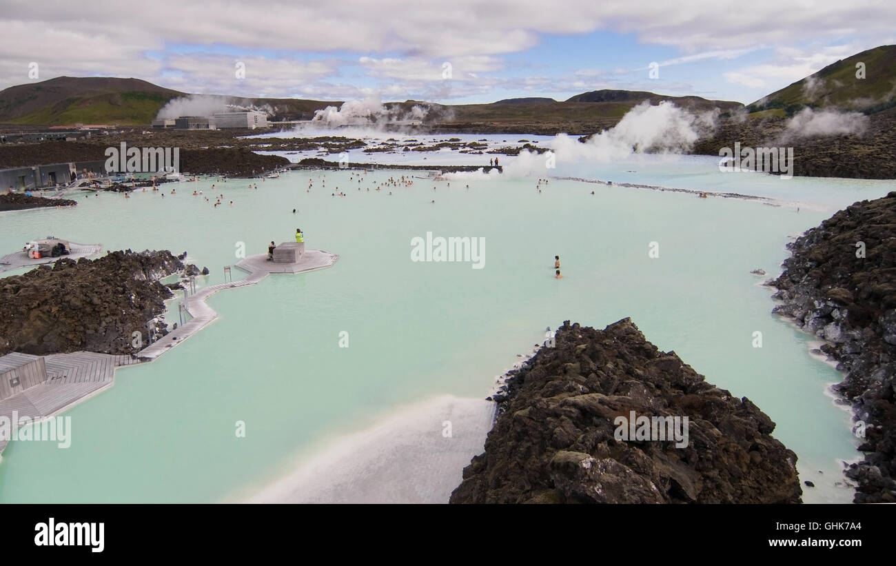 Blue Lagoon geothermal spa in Iceland. Stock Photo