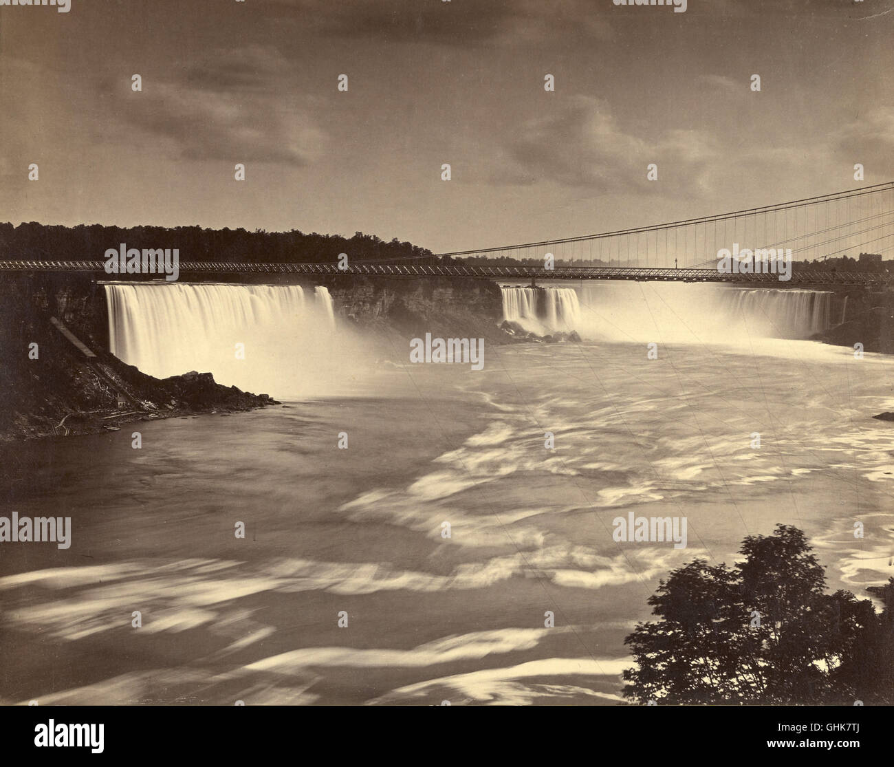 Niagara Falls Suspension Bridge, 1888 Stock Photo