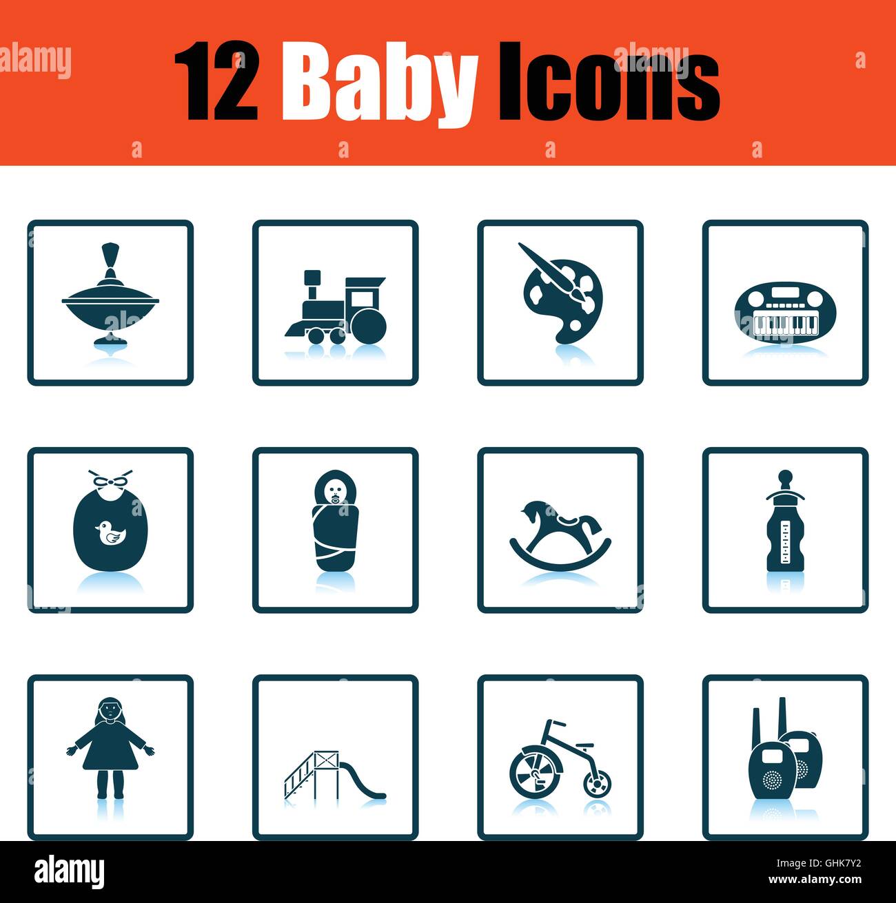 Set of baby icons. Shadow reflection design. Vector illustration Stock ...