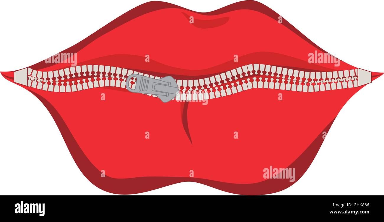 mouth zipper kiss lips icon vector graphic Stock Vector