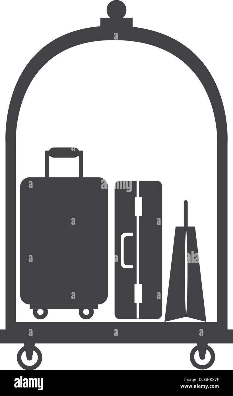 cart baggage luggage bags hotel icon vector graphic Stock Vector Image
