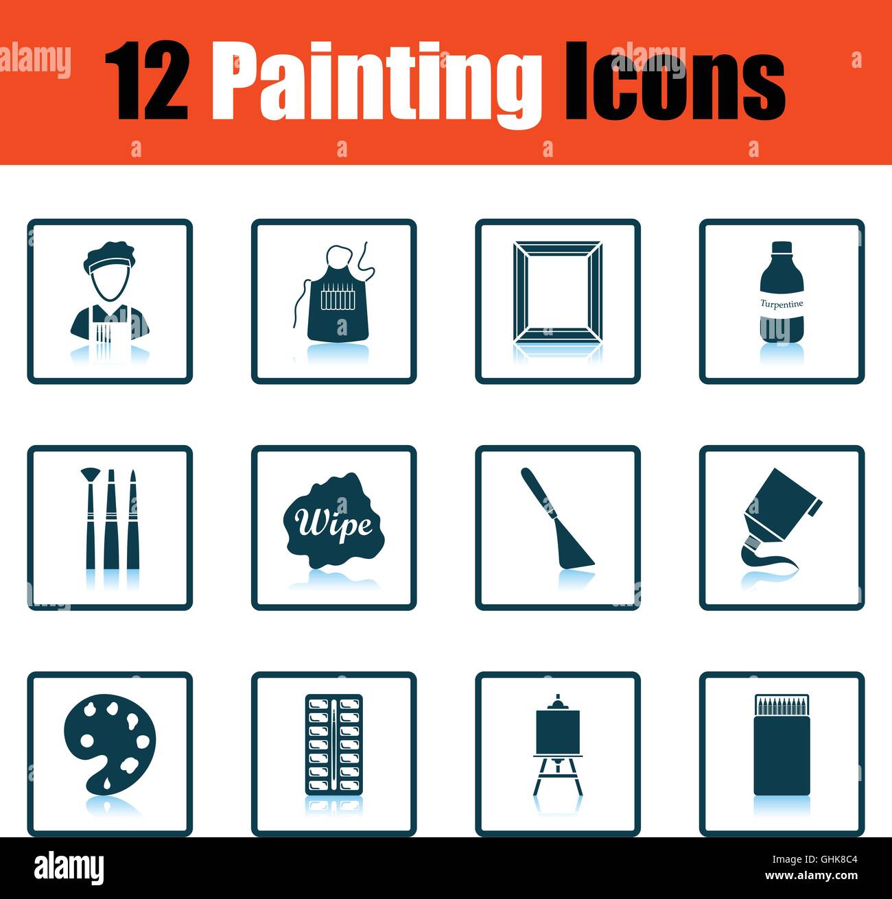 Set of painting icons. Shadow reflection design. Vector illustration ...