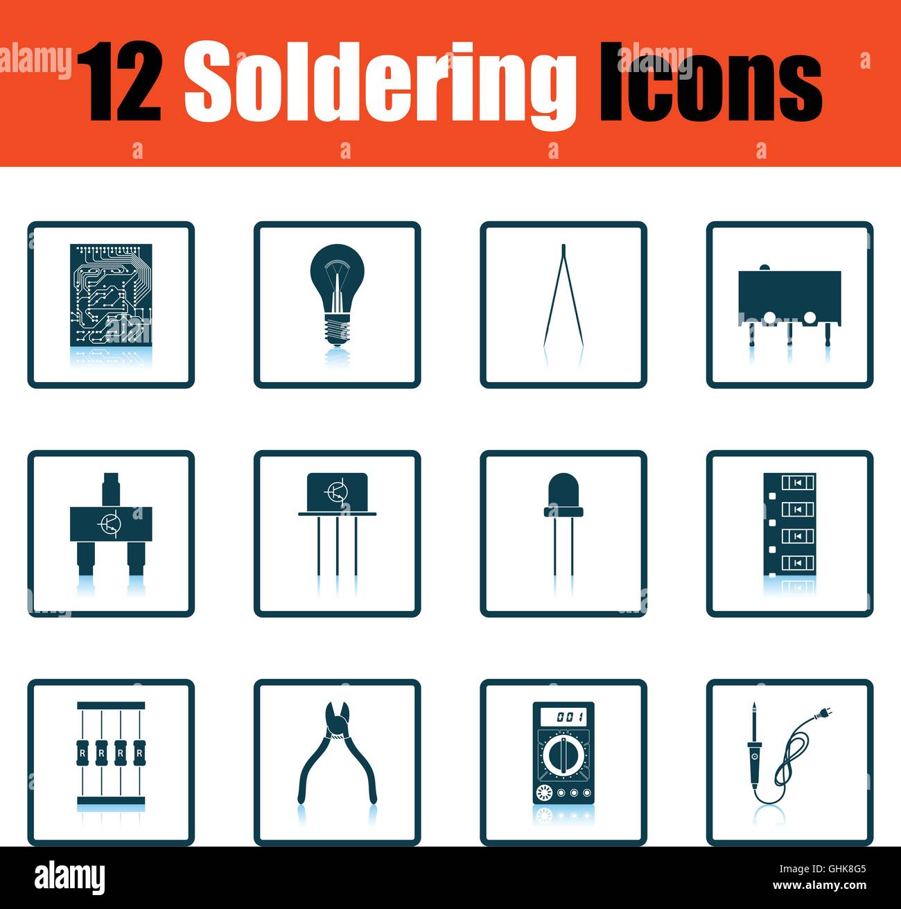 Set of soldering icons. Shadow reflection design. Vector illustration ...