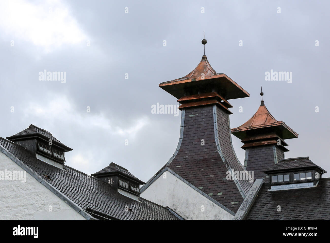 Ventilated pagoda roof from a Scottish whisky distillery. Photo taken on: September 13th, 2015 Stock Photo