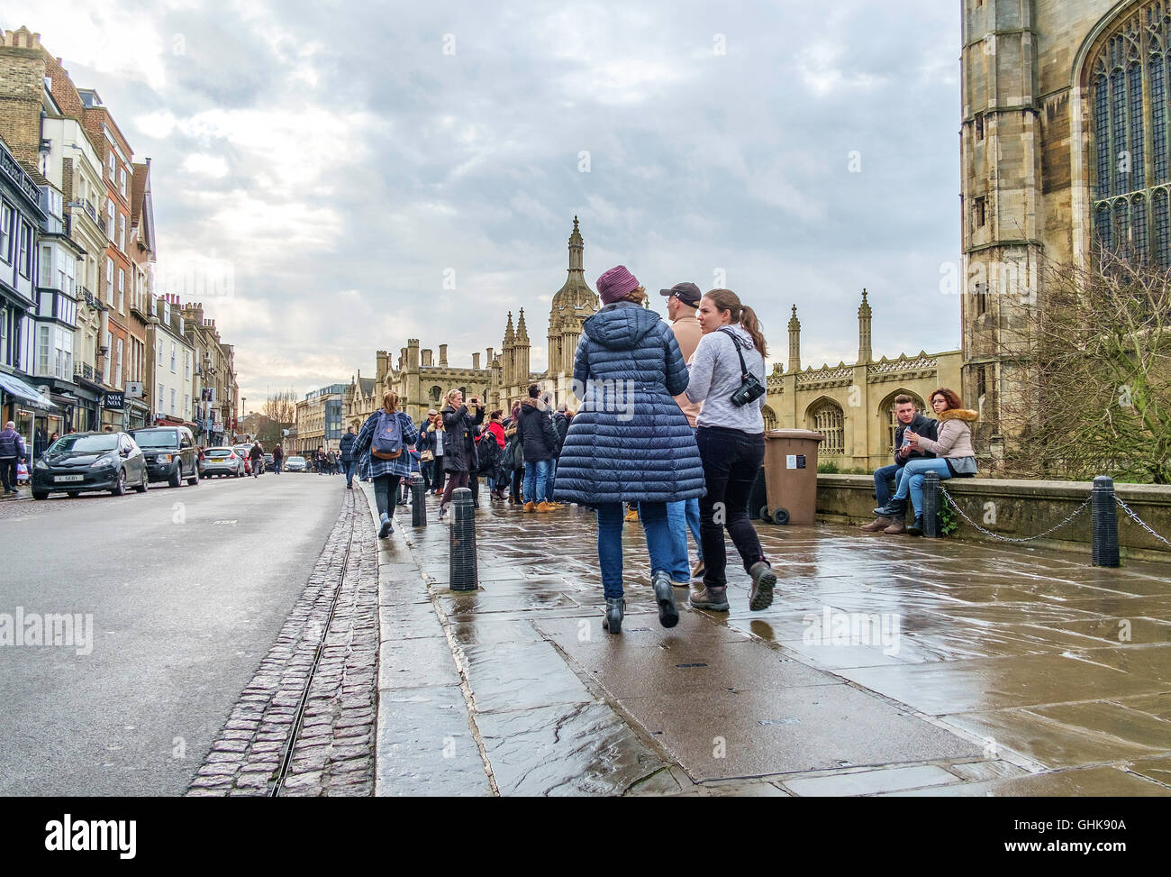 View of Kings Parade Cambridge with Shoppers and sightseers. Stock Photo