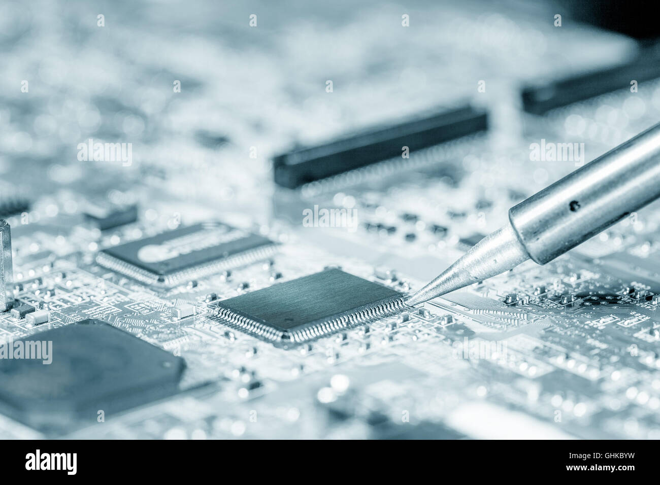 Soldering repair electronics device Stock Photo Alamy