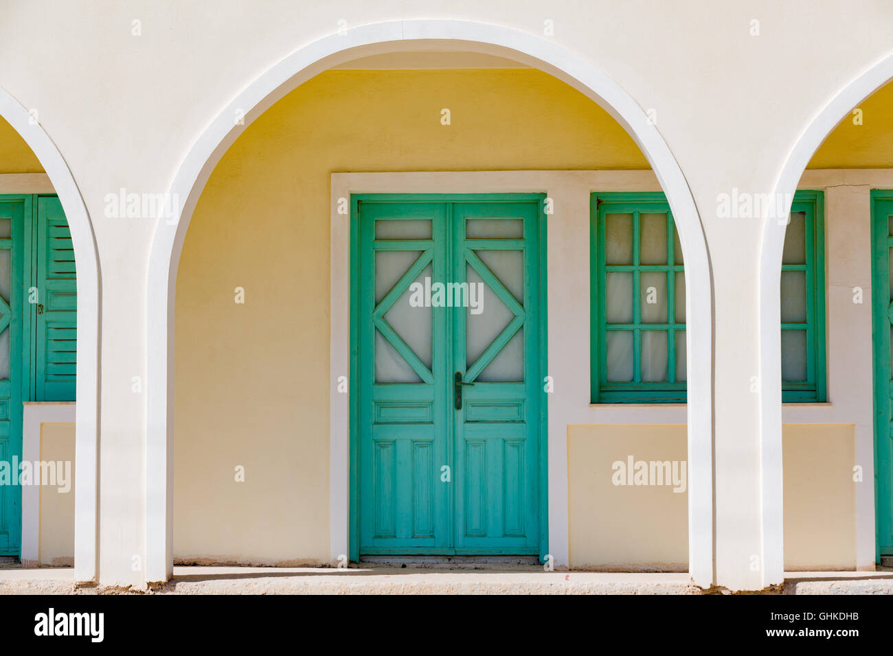 door and arch in old european city Stock Photo