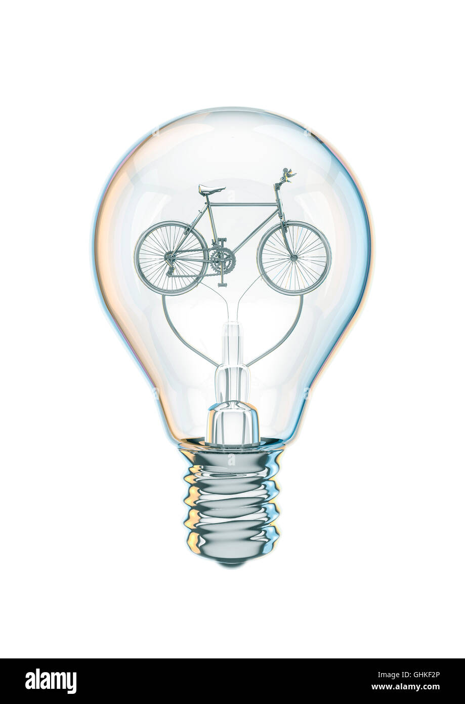 Bicycle bulb concept / 3D illustration of bicycle as filament inside light  bulb Stock Photo - Alamy