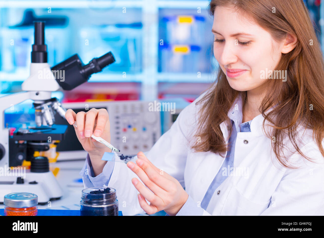 woman technician in food quality control laboratory Stock Photo Alamy