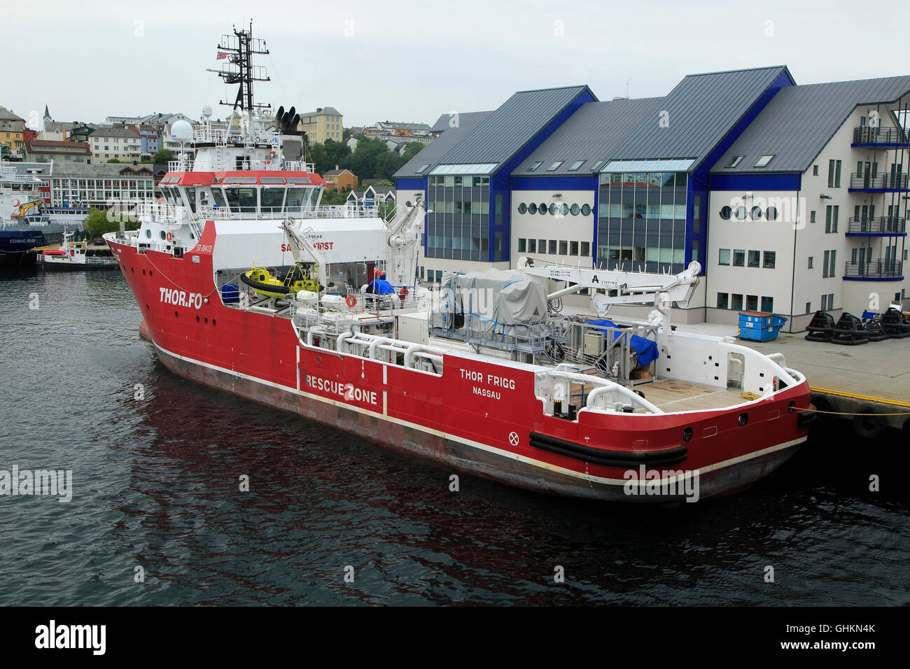 Thor Frigg research survey ship in harbour at Kristiansund, Romsdal county, Norway Stock Photo