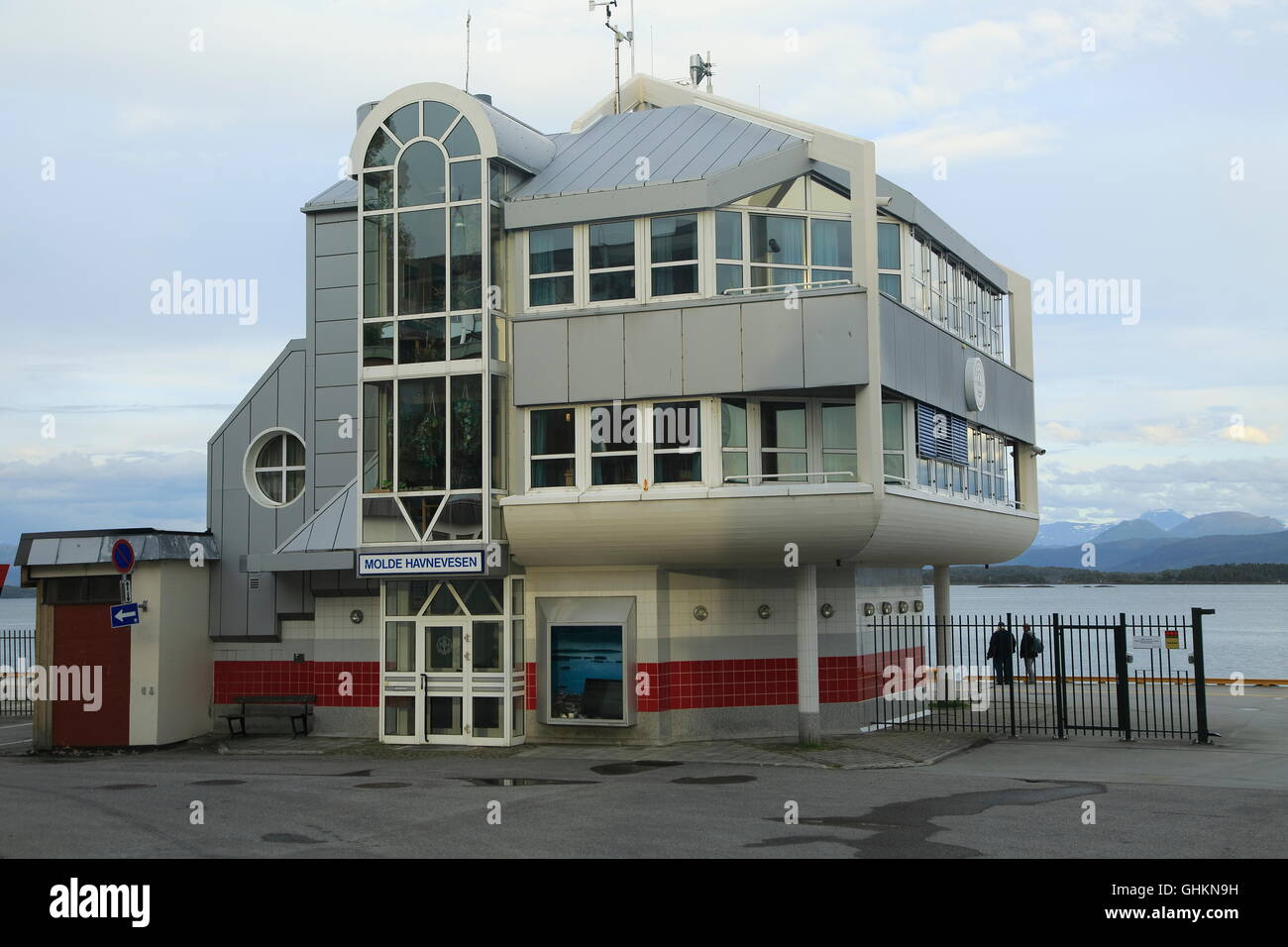 Modern architecture of port harbour building Molde, Romsdal county, Norway - Molde Havnevesen Stock Photo