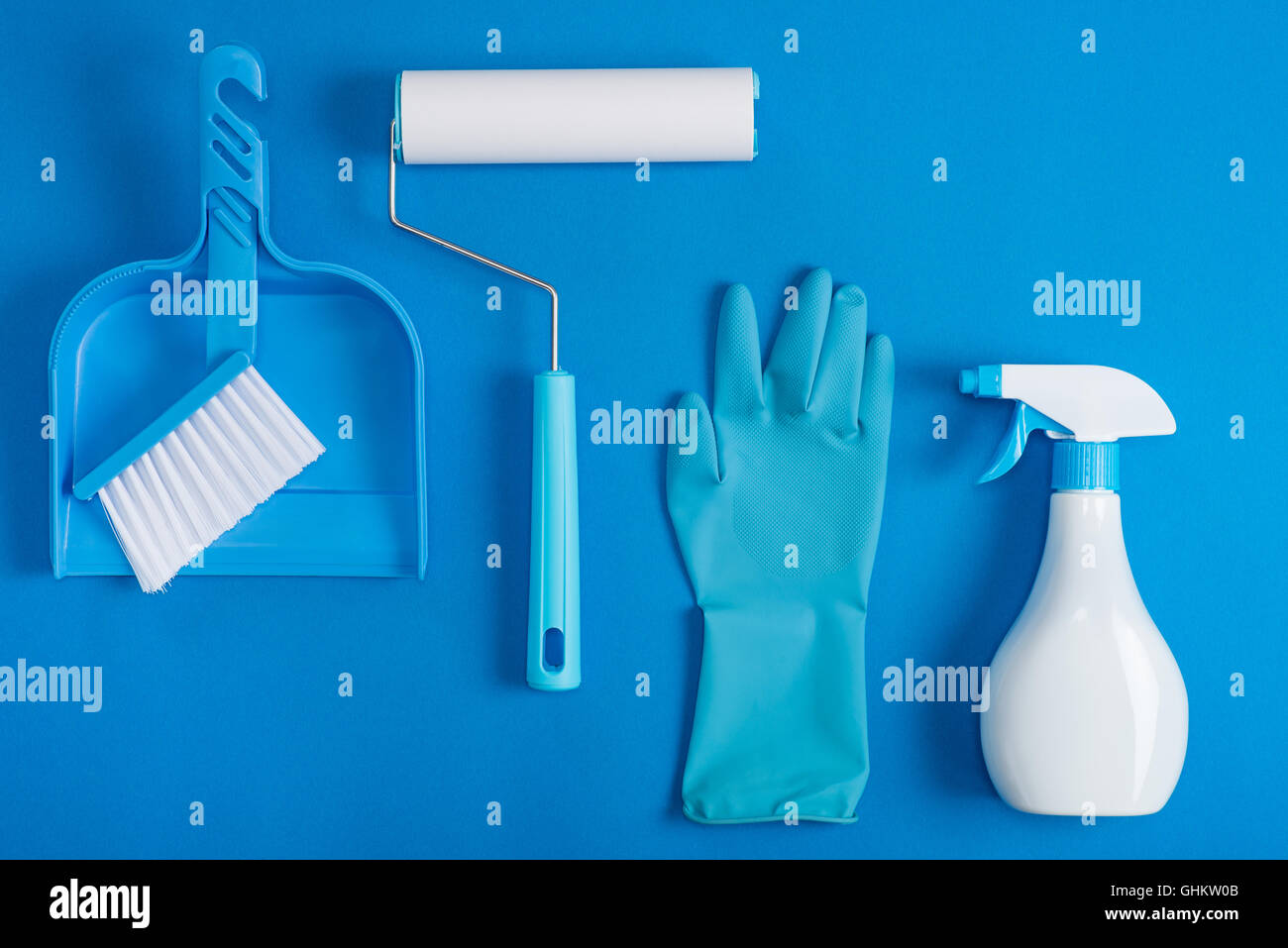 Cleaning tools layout Stock Photo
